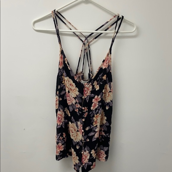 Cute floral print button up tank top - Picture 1 of 4